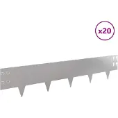 vidaXL Raseneinfassung 20 stk. 100 x 20 cm Stahl Silber
