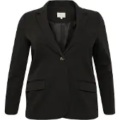 KAFFE CURVE Blusenblazer "Damen Blazer KCsakira", Damen, Gr. 46, schwarz (schwarz deep), Obermaterial: 77% Polyester PES. 18% Viskose CV. 5% Elasthan EL., Blazer Blusenblazer