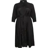 KAFFE CURVE Midikleid "Damen Kleid KCemina", Damen, Gr. 44, N-Gr, schwarz (schwarz deep), Obermaterial: 50% Viskose CV. 50% Viskose LENZING ECOVERO CV LenzEcov., Kleider Midikleid