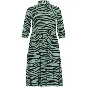 KAFFE CURVE Midikleid "Kleid KCemina", Damen, Gr. 44, N-Gr, bunt (grün, schwarz animal), Obermaterial: 50% Viskose CV. 50% Viskose LENZING ECOVERO CV LenzEcov., Kleider Midikleid