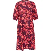 KAFFE CURVE Midikleid "Damen Kleid KCmaddi", Damen, Gr. 44, N-Gr, rot (rot tone graphic print), Obermaterial: 85% Viskose LENZING ECOVERO CV LenzEcov. 15% Nylon NY., Kleider Midikleid