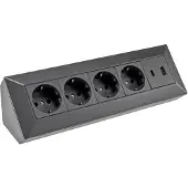 Chilitec 4-fach Steckdosenblock USB-A+C schwarz 250V/ 16A Aufbaumontage USB 3,1A PD