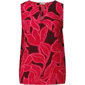 Street One Shirttop , Damen, Gr. 44, salsa rot, Jersey, Obermaterial: 95% Viskose, 5% Elasthan, bedruckt, normal hüftbedeckend, V-Ausschnitt, Tops Shirttop, Sommertop mit Strukturmix und Print