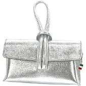DrachenLeder Florence Leder Tasche Damen Abendtasche Umhängetasche silber 6x23x13cm OTF834J