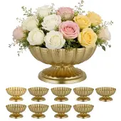 Vevor 10 Stk. Hochzeitsvasen Tafelaufsatz Blumenvasen für Hochzeit 10 cm Hoch, Metall Tafelaufsatz Vasen mit Blumenständern, Blumenschale Tischdeko für Hochzeiten Party Jubiläumsfeier Zeremonie, Gold