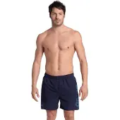 Arena Badeshorts "FUNDAMENTALS LOGO BOXER R", Herren, Gr. S, N-Gr, blau (navy, turquoi), Obermaterial: 100% Polyester, Badehosen Badeshorts, schnelltrocknendes Material, mit elastischem Bund