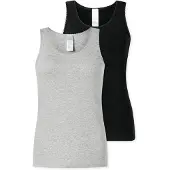 Schiesser Unterhemd "Unterhemd 2er Pack", Damen, Gr. S, N-Gr, bunt (schwarz, grau), Obermaterial: 95% Baumwolle CO. 5% Elasthan EL., Unterhemden Unterhemd