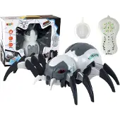 Lean Toys Große ferngesteuerte Spinne in Weiß und Grau mit Raucheffekt