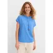 Bonprix Henleyshirt lockerer Schnitt, Oversize-Passform, mit Kapuze, Kurzarm-Design