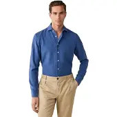 Hackett für Herren. HM3010765 Gmd Texture Hemd, blau (XXL), Lässig, Klassisch, Langarm, Lyocell
