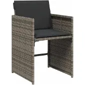 vidaXL 9-tlg. Garten-Essgruppe mit Kissen Grau Poly Rattan