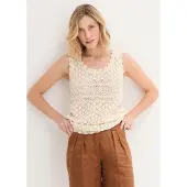 Bonprix Stricktop , Damen, Gr. 48/50 (XL), beige (natur), Obermaterial: 50% Baumwolle, 50% Polyacryl, figurumspielend, Tops Stricktop, aus Baumwollmix, figurumspielende Passform, ärmellos, ohne Kragen