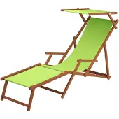 Erst-Holz Sonnenliege pistazie Liegestuhl Sonnendach Tisch Gartenliege Holz Deckchair Strandstuhl 10-306FST