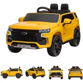 Es-toys Kinder Elektroauto Chevrolet Tahoe EVA-Reifen Kunstledersitz Stoßdämpfer