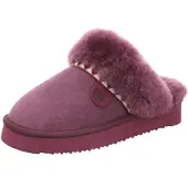 Rohde Pantoffel "GENOVA" Hausschuh, Clog mit Lammwolle und Plateasohle