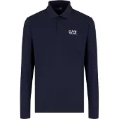 EA7 für Herren. 8NPF15_PJVQZ Core Identity Langarm-Poloshirt aus Stretch-Baumwolle in navy (L), Lässig, Sportlich, Multisport, Marine