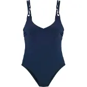 s.Oliver Badeanzug "Beverly", Damen, Gr. 36, Cup B, blau (marine), Recycling-Polyamid, unifarben, Badeanzüge Badeanzug, mit kontrastfarbigen Zierringen