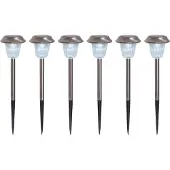 Näve LED Gartenleuchte "Gustav", silber (silberfarben), H:39cm Ø:10,5cm, Leuchten, LED Gartenleuchte, 6er-Set LED Außenleuchte mit Erdspieß