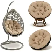 Amazinggirl Papasansessel Kissen Rund 110 cm Polster für Korbsessel Hängesessel Beige