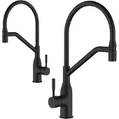 Kuchinox Schwarze Küchenarmatur mit flexiblem Auslauf, 2 Strahlarten, geräuscharm, einfache Montage