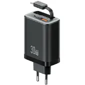 Usams Xiang Serie Cc296 30W 1Xusb-C 1Xusb-A Ladegerät + Usb-C Kabel Schwarz