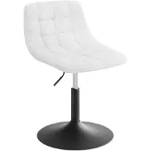 Woltu Schminkhocker Barhocker mit Rückenlehne, aus bequemer Chenille, Metall, Weiß