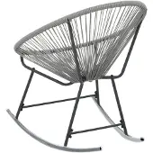 vidaXL Schaukelstuhl Mondstuhl Grau Poly Rattan