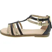Geox Riemchensandale "J SANDAL KARLY GIRL", Mädchen, Gr. 33, schwarz (schwarz, goldfarben), Lederimitat, festlich, Schuhe Riemchensandale, Sommerschuh, Festtagsschuh mit Größenschablone zum Download