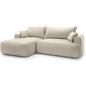 Selsey OVO - Ecksofa mit Schlaffunktion, Stauraum und Samtbezug, hellbeige, links