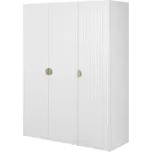 Selsey Moonir - Kleiderschrank 3-türig mit Kleiderstange und Regalen, 150 cm, weiß