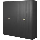 Selsey Moonir - Kleiderschrank 4-türig mit Kleiderstange und Regalen, 200 cm, schwarz