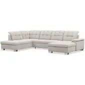 Selsey Jamaal - Wohnlandschaft mit Schlaffunktion und Stauraum, rechtsseitig, Velours hydrophob, taupe
