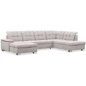 Selsey Jamaal - Wohnlandschaft mit Schlaffunktion und Stauraum, linksseitig, Velours hydrophob, hellgrau