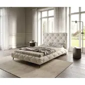 DELIFE Polsterbettgestell Nayara 140x200 cm Bouclé Creme-Weiß