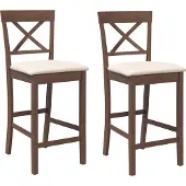 Syfax Barhocker mit Kissen 2 Stk. Braun Massivholz Gummibaum