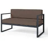 Selsey Dywilly - Garten-Sofa 2-Sitzer, wasserabweisend, braun/schwarzes Gestell