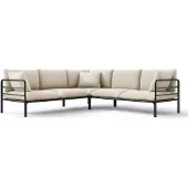 Selsey Worcully - Gartenecksofa mit wasserfestem Bezug, Beige / schwarzes Gestell