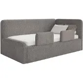 Selsey Fanko – Jugendbett 90x200 cm mit Kopfteil rechts, Plüsch, Taupe
