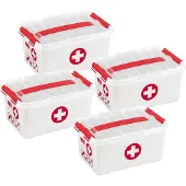 Sunware Q-line Erste-Hilfe-Box mit Einsatz/Unterteilung 6 Liter – Set à 4 Stück