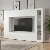 Dmora Wohnwand Alatri 260x30x180 cm Weiß, 8 Regale, Modular
