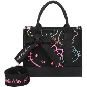 Fritzi aus Preußen Umhängetasche Handtasche Izzy09 Canvas Hello Kitty Shopper Black Cat schwarz