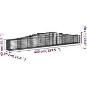 vidaXL Gabionen mit Hochbogen 25 Stk. 400x30x40/60 cm Verzinktes Eisen