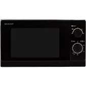 Sharp R200BKW Solo Mikrowelle 20 L 800 W 5 Leistungsstufen 35 Minuten Timer Auftaufunktion Energiesparmodus Glasdrehteller 25,5 cm Schwarz