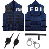Widmann Fbi Taktische Einsatzweste Mit Handschellen, Schlagstock Und Funkgerät