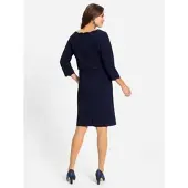 Lady Etuikleid "Etuikleid", Damen, Gr. 36, Normalgrößen, blau (marine), 95% Polyester, 5% Elasthan, unifarben, kurz, eckiger Ausschnitt, Kleider Etuikleid