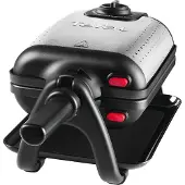Tefal Waffeleisen "WM756D Kingsize", schwarz (edelstahlfarben, schwarz), B:25cm H:25cm T:41,5cm, Waffeleisen, für 2 belgische Waffeln, mit Dreh-Funktion, antihaftbeschichtet, Waffeleisen