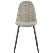 STONES Martina-Stuhl aus beigefarbenem Kunstrattan mit dunkelgrauem Metallgestell – Ergonomisches Design für das Esszimmer, 38 x 43 x 86,5 cm