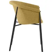 STONES Nari Esszimmerstuhl mit gelb bezogenem Sitz und schwarzen Metallbeinen in modernem Design – 56 x 58 x 79 cm