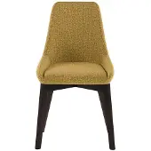 STONES Vera Esszimmerstuhl mit gelbem Stoffbezug an Sitz und Rückenlehne und Gestell aus massivem Walnussholz – Klassisch-modernes Design