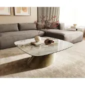 DELIFE Couchtisch Edge Boot 90x90 cm Keramik Minas Melange Conis Metallic Gold
